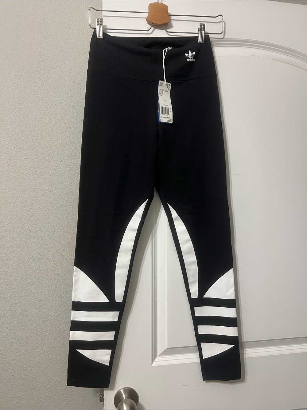 adidas Black and White Trefoil Leggings—NWT